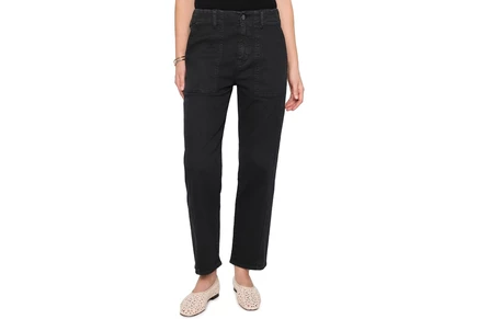 Брюки AG Jeans Analeigh Mid-Rise Utility Pants in Sulfur Super Black