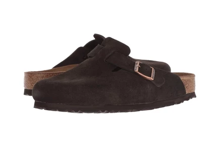 Унисекс клоги birkenstock boston soft footbed замшевые, мокко