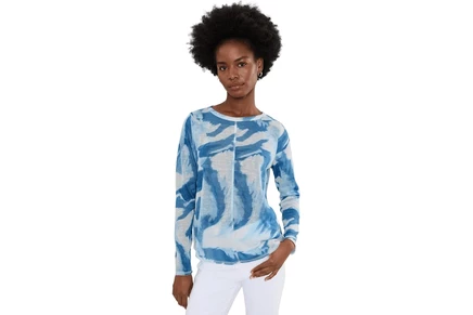 Топ Elliott Lauren Sea Spray - Crew Neck Long Sleeve Top with Front Overlock Stitching Detail