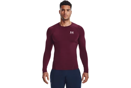 Мужской компрессионный лонгслив Under Armour HeatGear, бордово-белый