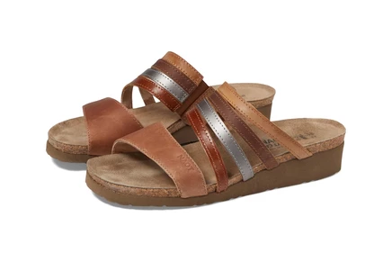 Naot Peyton latte brown leather/mirror leather/brown leather combo