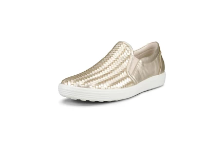 Женские кроссовки ECCO Soft 7 Woven Slip-On II pure white gold