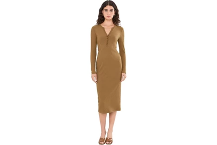 Платье Lauren Ralph Lauren Rib-Knit Henley Midi Dress