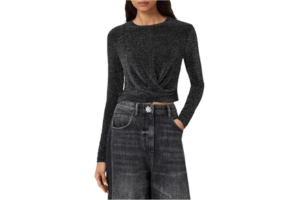 Женская футболка AllSaints Skylar, серебристо-черная