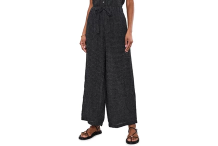Брюки Eileen Fisher Puckered Organic Linen Grid Wide Ankle Pants