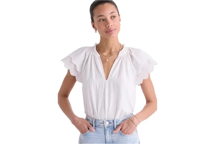 Женский топ Vineyard Vines Adare с ажурной отделкой, белый