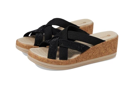 Bzees Reign Wedge Sandals black