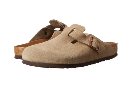 Унисекс сабо birkenstock boston soft footbed замшевые, тауп
