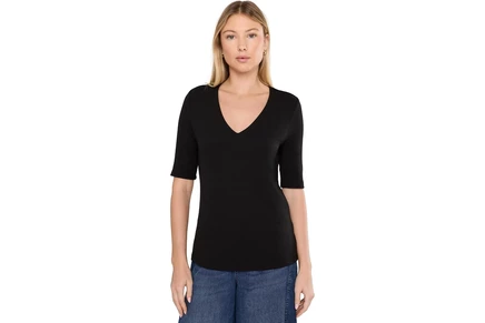 Топ Liverpool Los Angeles 1/2 Sleeve V-Neck Double Layer Front Knit Top