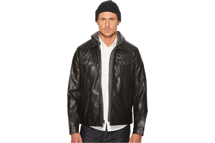 Куртка Levis Faux Leather Trucker with Jersey Hood and Fleece Lining