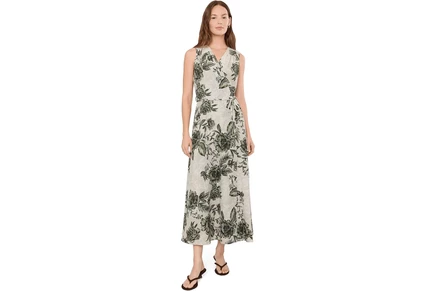 Платье Calvin Klein Sleeveless V-Neck Floral Gauze Faux Wrap Dress