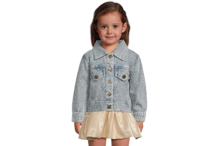 Lola and The Boys Rainbow Sparkle Denim Jacket (Toddler/Little Kid/Big Kid) blue