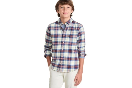 Детская фланелевая рубашка Vineyard Vines Muskeget в клетку, молочная