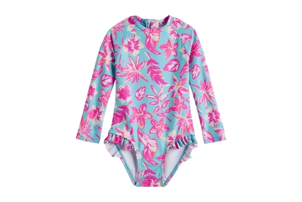 Купальник Snapper Rock Kids Tropical Glow Recycled Leg Frill Surf Suit (Toddler/Little Kid)