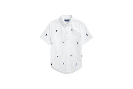Детская рубашка Polo Ralph Lauren Pony Oxford, бело-синяя