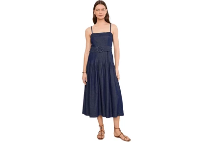 Платье Adrianna Papell Pintucked Denim Midi