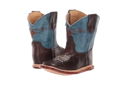 Ботинки Roper Kids Cowbaby Bullrider (Infant/Toddler) dark brown vamp/blue leather shaft