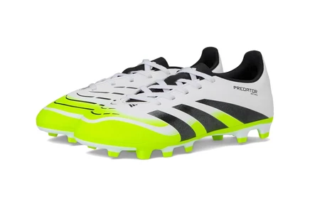 adidas Kids Club Predator Firm/Multi Ground Cleats (Little Kid/Big Kid) white/black/lucid lemon