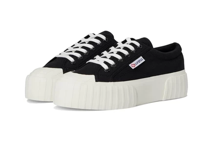 Унисекс кеды Superga 2631 Stripe Platform, черно-белые