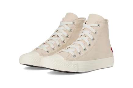 Converse Kids Chuck Taylor All Star Checkered Accents (big Kid) light dune/egret/red