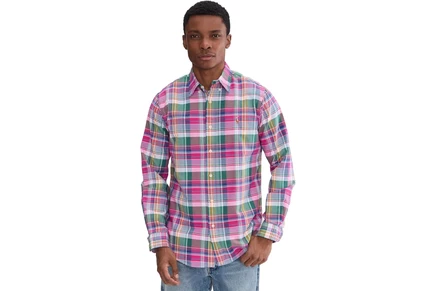 Мужская рубашка Polo Ralph Lauren Classic Fit Oxford в клетку, розово-голубая