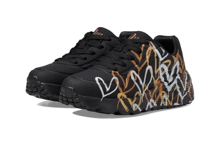 Детские кеды Skechers Uno Lite Metallic Love, черно-золотые