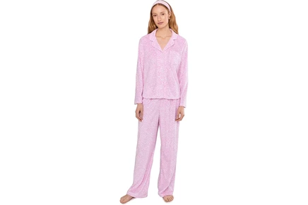 Пижама Karen Neuburger Minky Fleece Long Sleeve Notch Top & Long Pants Set