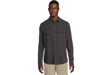 navy woodland check