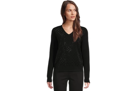 Свитер Elliott Lauren Pop Top - Long Sleeve V-Neck Sweater with Crystals detail