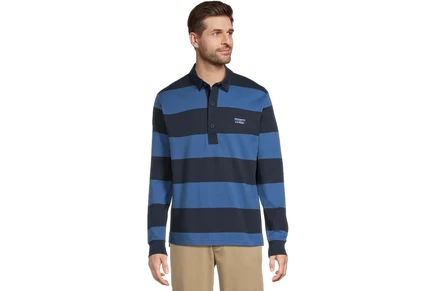 Мужская рубашка L.L. Bean Rugby Stripe, тёмно-синяя/ярко-синяя