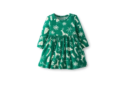 Hanna Andersson Long Sleeve Playtime Dress (Infant/Toddler) scandicane on ultra green