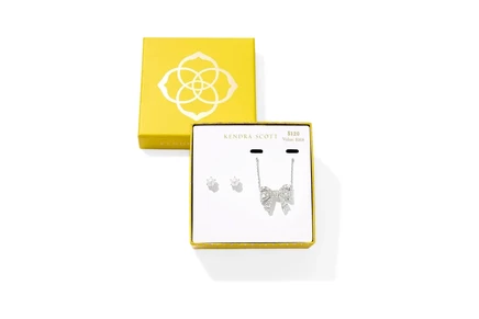 Набор Kendra Scott Krista Bow Ashton, серебристо-белый