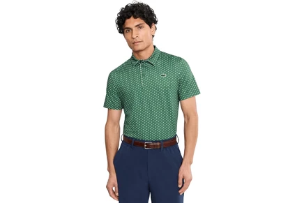 Мужская поло Lacoste Regular Fit с принтом, зеленая/белая