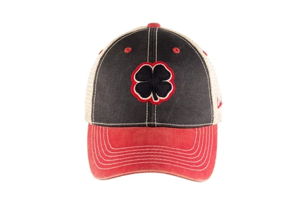 Black Clover Two-Tone Vintage 4 Adjustable Hat black clover/red trim/black/tan