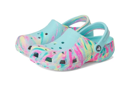 Детские сабо crocs classic marbled tie-dye, аквамарин/мульти