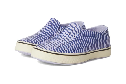 Native Shoes Kids Miles Slip-On Sneakers (Little Kid/Big Kid) future purple/bone white/ink wiggle stripe