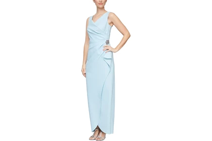 Платье Alex Evenings Slimming Long Side Ruched Dress with Cascade Ruffle Skirt