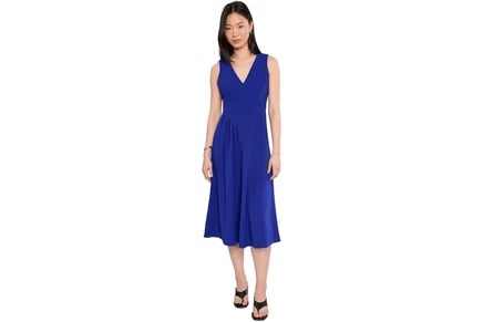 Платье Calvin Klein Scuba Crepe V-Neck Asym Pleat Midi