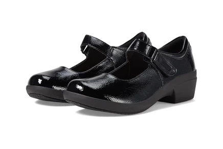Clarks Talene Ave black crinkle patent synthetic