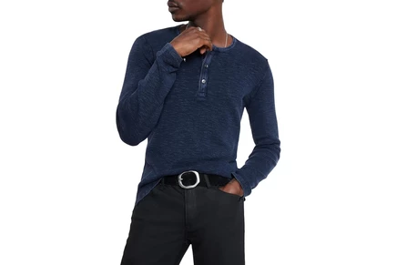 Свитер John Varvatos Memphis Waffle Henley in Fadeaway Wash Y1891X88