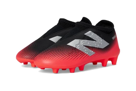 Детские футбольные бутсы New Balance Tekela Magique FG V4, черно-красно-серебристые