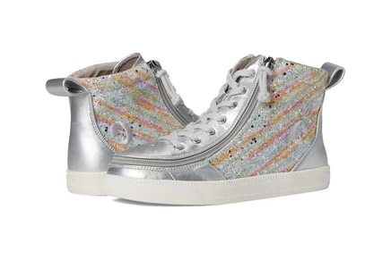 Детские кеды BILLY Footwear Classic Lace High, серебристые радужные