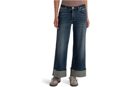 Джинсы KUT from the Kloth Meg High-rise Fab Ab Wide Legs Roll Up Regular Hem In Interconnected