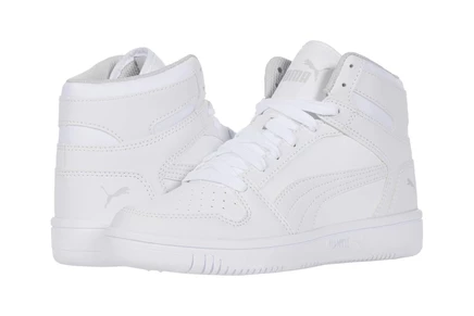PUMA Kids Puma Kids Rebound Layup Synthetic Leather Sneakers (Big Kid) puma white/gray violet