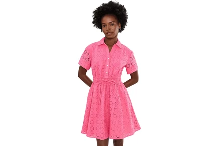 Платье CeCe Button-Down Belted Lace Mini Dress