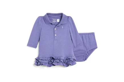 Платье-поло для младенцев Polo Ralph Lauren Kids, фиолетовое