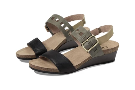 Naot Dynasty black/gray/beige leather combo
