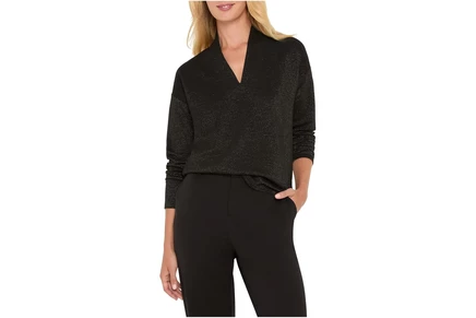 Женский топ NICZOE Petite Sparkle Stripe, черный микс