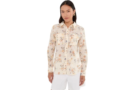 Женская футболка Lauren Ralph Lauren Petite Classic Fit Floral Cotton Voile Shirt