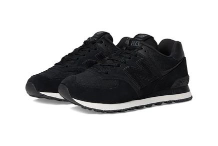 Женские кроссовки New Balance 574, черные с металликом